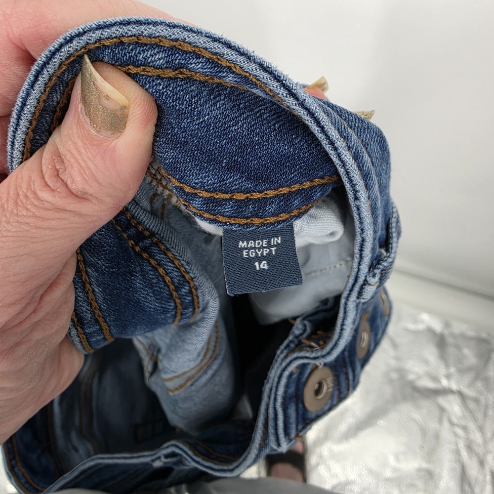 J. Jill Denim Wide Leg Crop Jeans Sz 14 Blue High Rise Button Fly Stretch Pocket - Picture 13 of 15